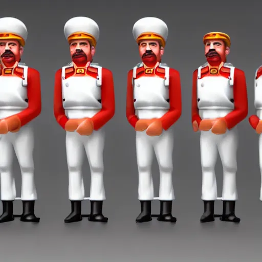 Image similar to stalin figurine commerical, white background, 3d render