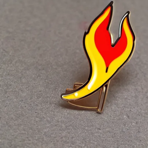 Image similar to minimalistic enamel pin of fire flame, retro design