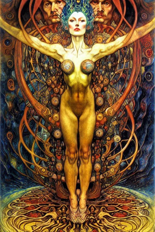 Image similar to Divine Chaos Engine by Karol Bak, Jean Delville, William Blake, Gustav Klimt, and Vincent Van Gogh, symbolist, visionary