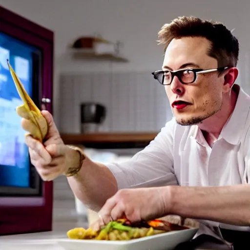 picture of elon musk wearing glasses watching tv while | Stable ...