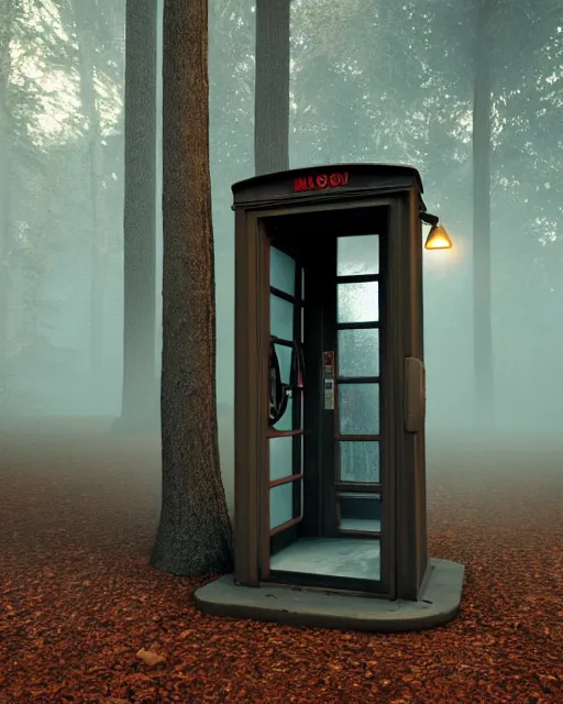 Prompt: american phone booth with antenna in the woods, hyper realism, cinematic, volumetric lighting, octane render, unreal engine, 8 k, concept art, digital art, deviantart artstation,