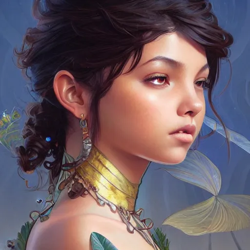 Prompt: beautiful natural isabela moner, intricate, elegant, highly detailed, digital painting, artstation, concept art, smooth, sharp focus, illustration, art by artgerm and greg rutkowski and alphonse mucha and loish and WLOP