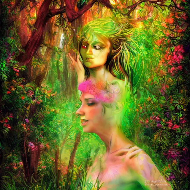 Prompt: the goddess of forests, colorful and beautiful, digital art