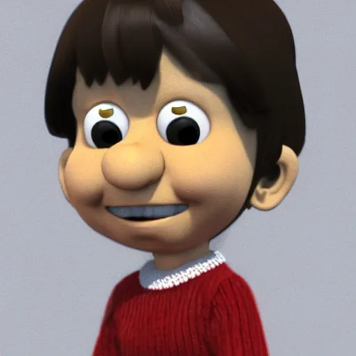 Image similar to 3 d render of mafalda from quino, ocatane render, blender model