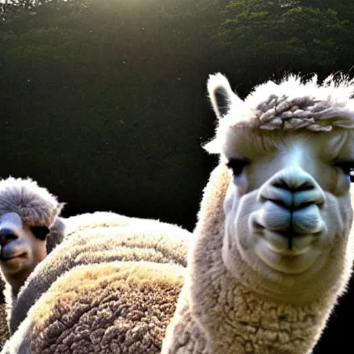 Prompt: <picture quality=hd+ mode='attention grabbing'>The dawn of the age of alpacas</picture>