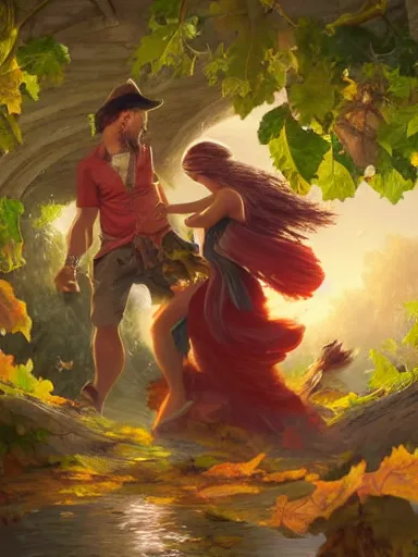 Prompt: a couple in a party under the grapevine. celebration freedom excitement intricate, elegant, highly detailed, digital painting, artstation, concept art, sharp focus, illustration, by justin gerard and artgerm, 8 k