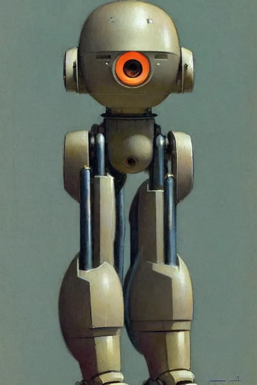 Image similar to (((((1950s Ralph Angus McQuarrie robot designs . muted colors.))))) by Jean-Baptiste Monge !!!!!!!!!!!!!!!!!!!!!!!!!!!