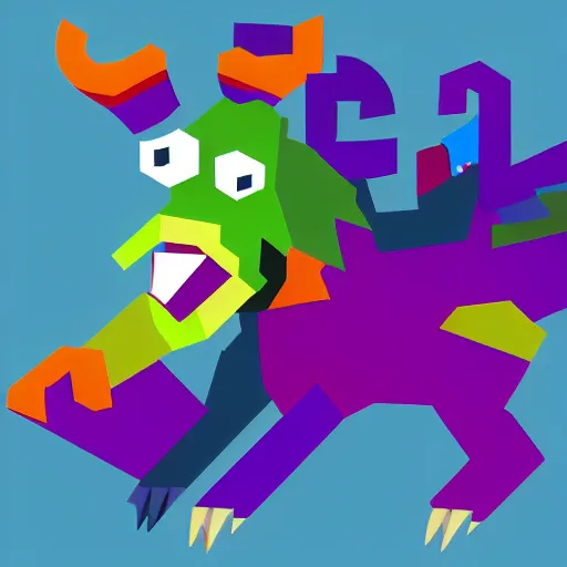 Prompt: beast which is never satisfied and always hungers for more. vivid colors; graphic design; blocky