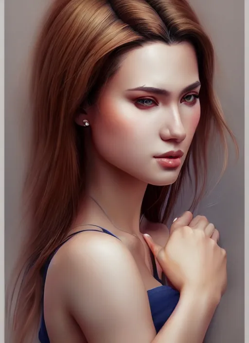 Image similar to photo of a gorgeous young woman in the style of stefan kostic, realistic, sharp focus, 8 k high definition, insanely detailed, intricate, elegant, art by stanley lau and artgerm