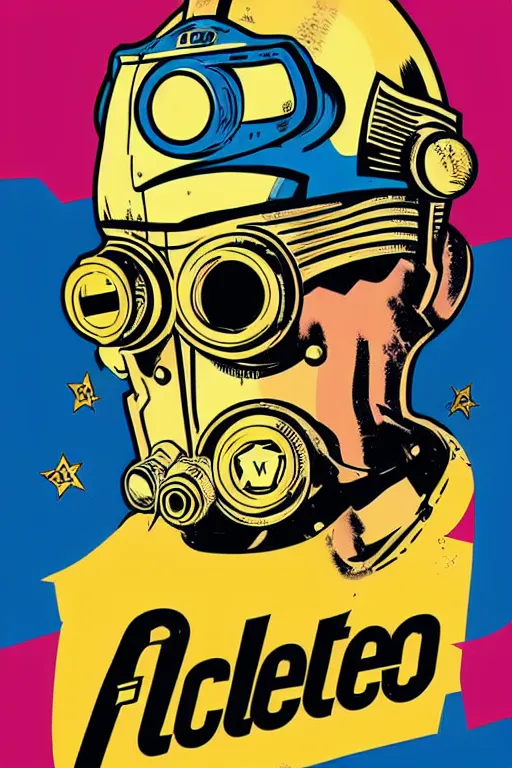 Image similar to fallout 7 6 retro futurist illustration art by butcher billy, sticker, colorful, illustration, highly detailed, simple, smooth and clean vector curves, no jagged lines, vector art, smooth andy warhol style