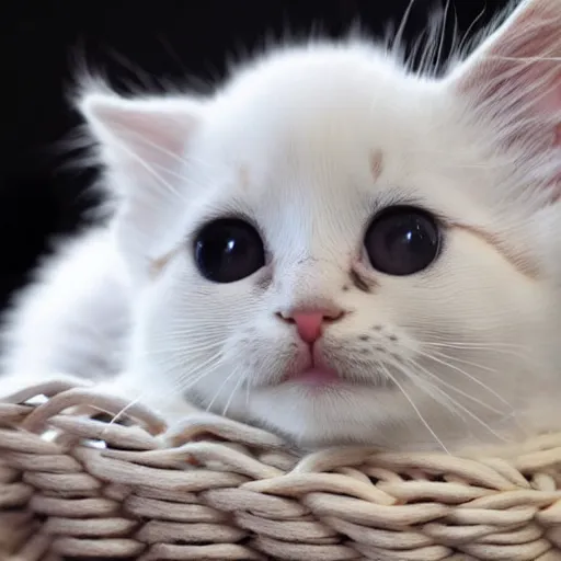 Prompt: photo of a kitten made of a ball of yarn