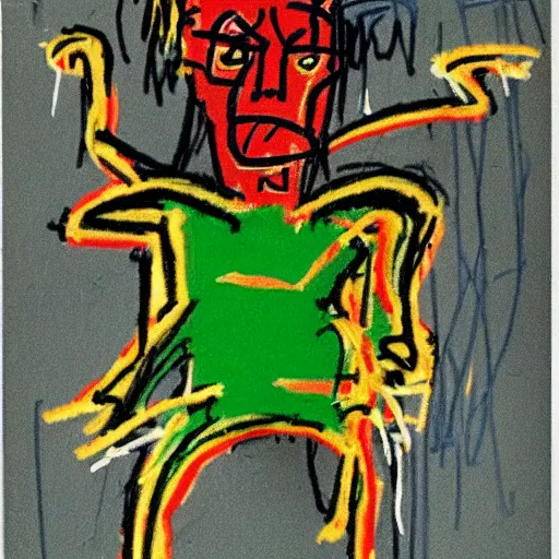 Image similar to piccolo drawn by basquiat