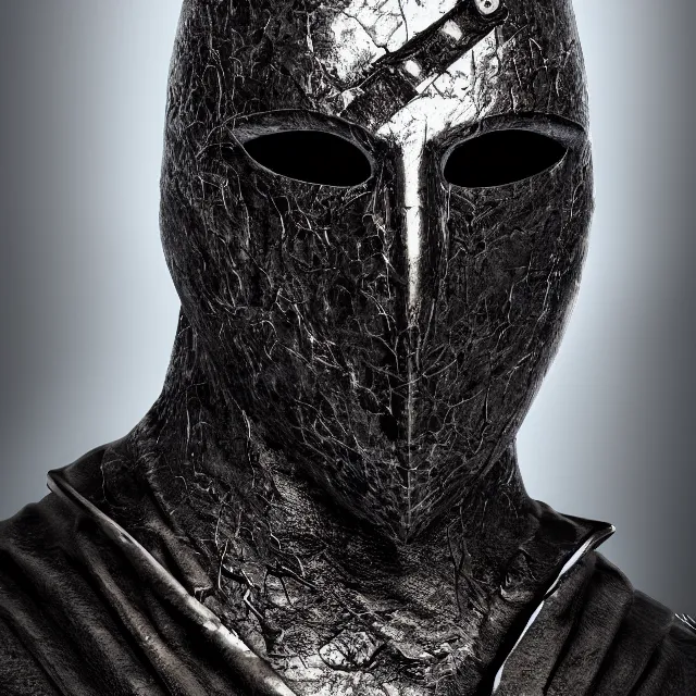 Image similar to yeezus maison margiela mask reimagined as a boss in dark souls, dark cinematic, volumetric, realistic, cinematic lighting, ray tracing, unreal engine 5, unreal engine render, octane render, hyper realistic, photo, 8 k