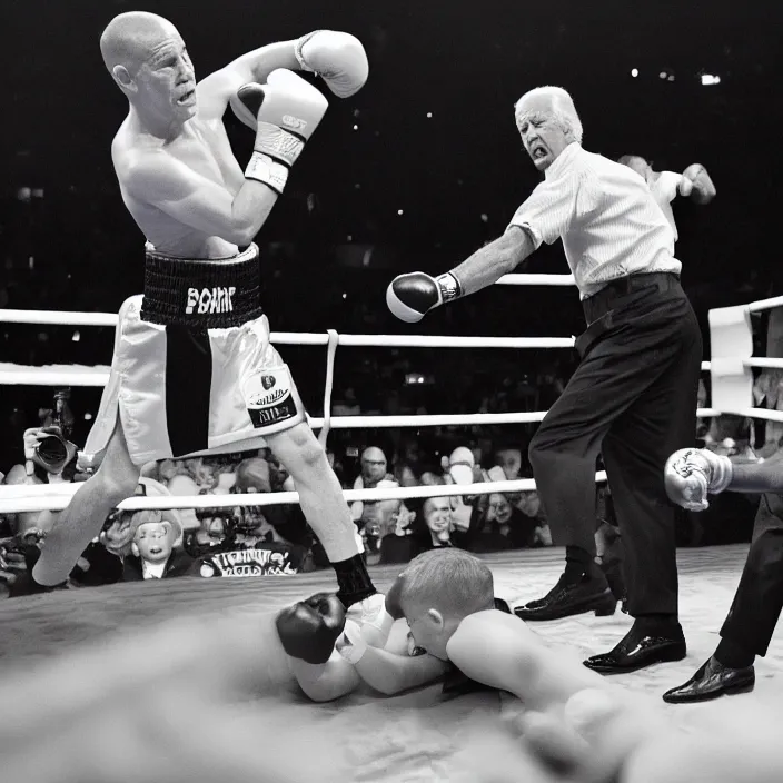 Image similar to boxing match of biden and trump, b & w detailed sharp photo