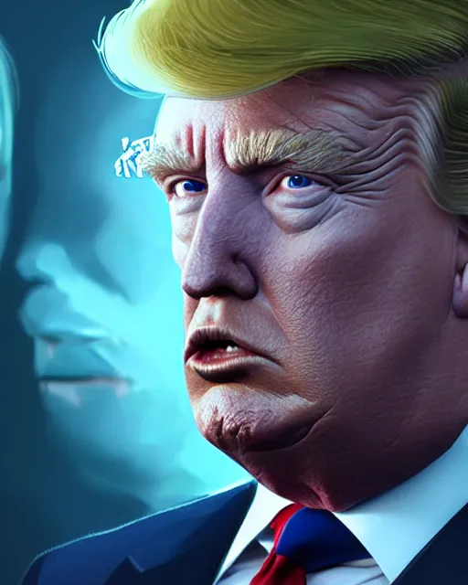 Prompt: highly detailed vfx portrait of donald trump as terminator, stephen bliss, unreal engine, greg rutkowski, loish, rhads, beeple, makoto shinkai and lois van baarle, ilya kuvshinov, rossdraws, tom bagshaw, alphonse mucha, global illumination, detailed and intricate environment