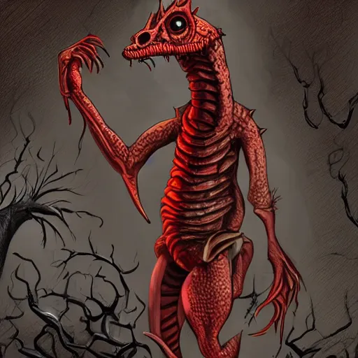 Prompt: big butcher anthropomorphic male lizardfolk posing scarily, scary angry pose, bloody, covered in blood, fresh kill, cleaver, in a cave, earie setting, lovecraft eldritch horror, hyperdetailed, furaffinity, anthro art