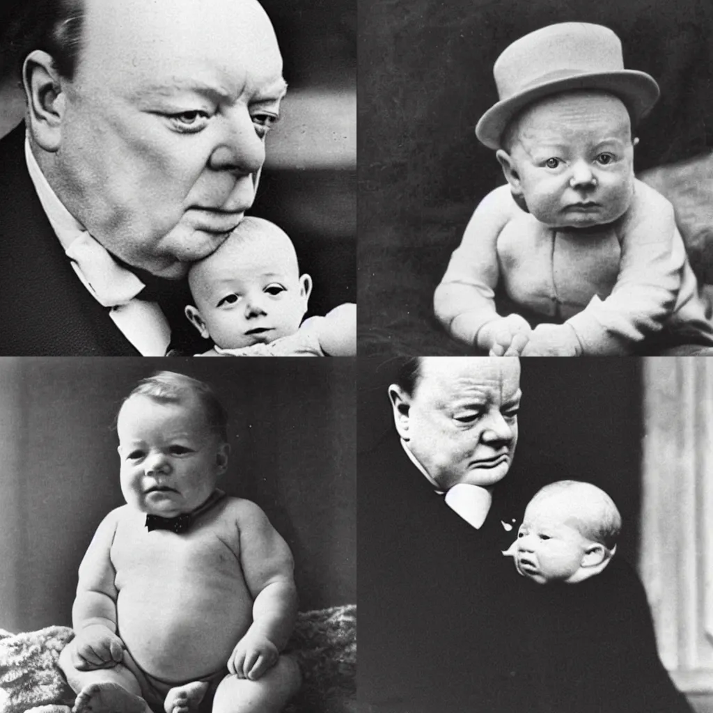 Prompt: winston churchill as a baby, a baby that looks like winston churchill