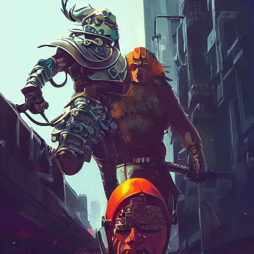 Image similar to cyberpunk viking helmet mask warrior goddess robot ninja fantasy, art gta 5 cover, official fanart behance hd artstation by jesper ejsing, by rhads, makoto shinkai and lois van baarle, ilya kuvshinov, ossdraws