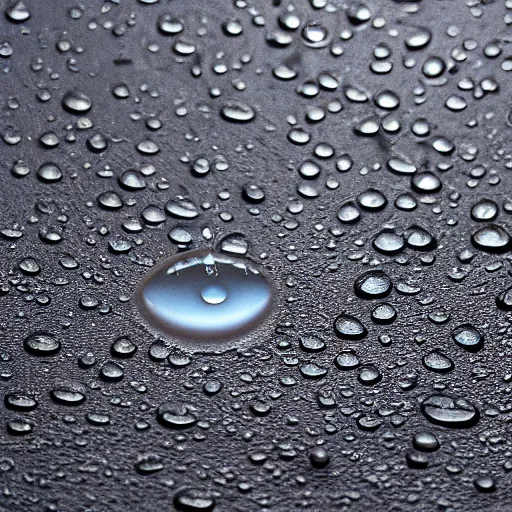 Prompt: close - up photo of one raindrop hitting pavement, splash, hyper - detailed, 8 k, high resolution.