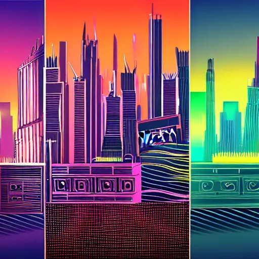 Image similar to new york skyline in tron style, 8k