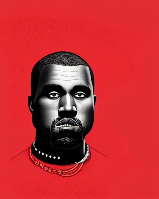 Image similar to Malika Favre illustration of Kanye West on red background