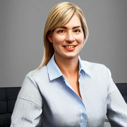 Image similar to suzy benderson corporate portrait, professional profile picture, hyperreal lifelike detailed uncanny valley realism