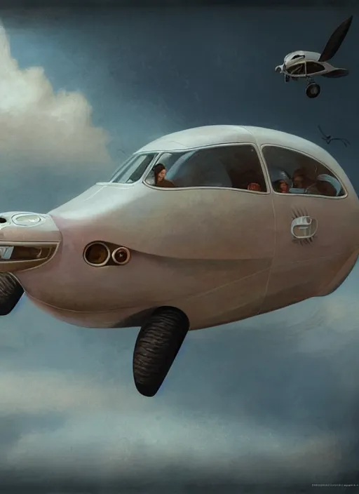 Image similar to highly detailed closeup portrait of a 1 9 6 0 s retro flying car, unreal engine, nicoletta ceccoli, mark ryden, earl norem, lostfish, global illumination, detailed and intricate environment