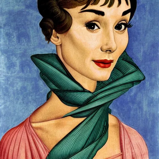 Image similar to audrey hepburn art by botticelli