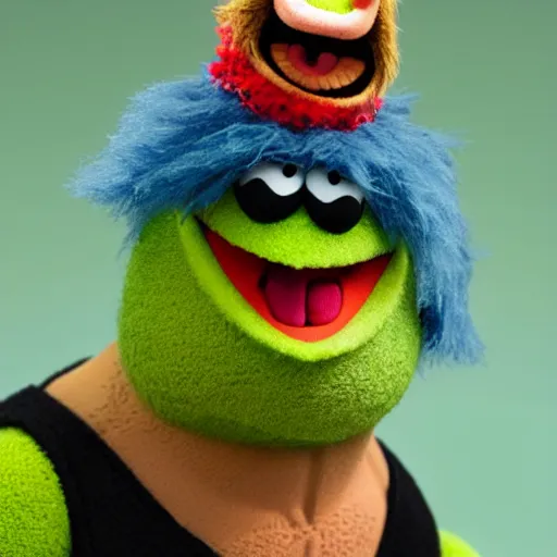 Image similar to muppet of Hulk Hogan, from the Muppets Show