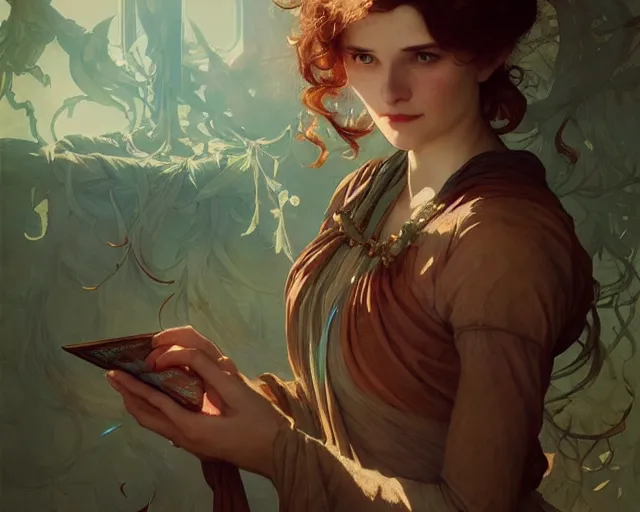 Image similar to photography of elizabeth shippen green, deep focus, d & d, fantasy, intricate, elegant, highly detailed, digital painting, artstation, concept art, matte, sharp focus, illustration, hearthstone, art by artgerm and greg rutkowski and alphonse mucha