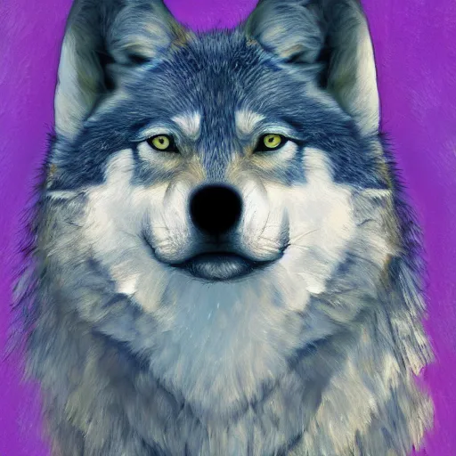Image similar to retarded wolf portrait, impressionism, complimentary colors