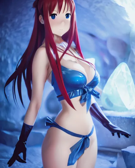 Prompt: pinup photo of asuna from sao in ice dungeon, asuna by a - 1 pictures, by greg rutkowski, gil elvgren, enoch bolles, glossy skin, pearlescent, anime, very coherent, maxim magazine, 3 d, vray, unreal 5, octave rendey, maya, cgsociety, dslr