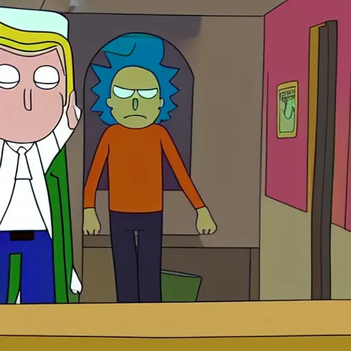 Prompt: screenshot of Donald Trump in Rick and Morty