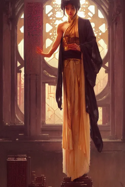 Image similar to temple, taoism, painting by greg rutkowski, j. c. leyendecker, artgerm