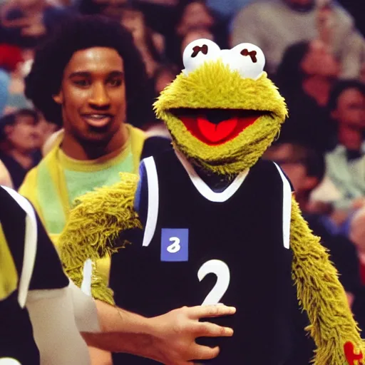 Prompt: muppets playing in the nba