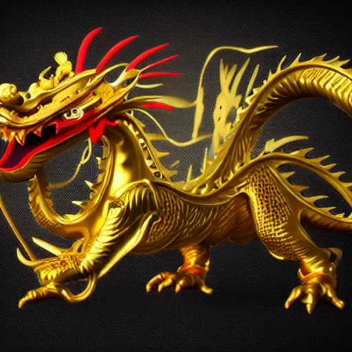 Image similar to chinese dragon made of gold, ultra realistic details, 8 k, full body,