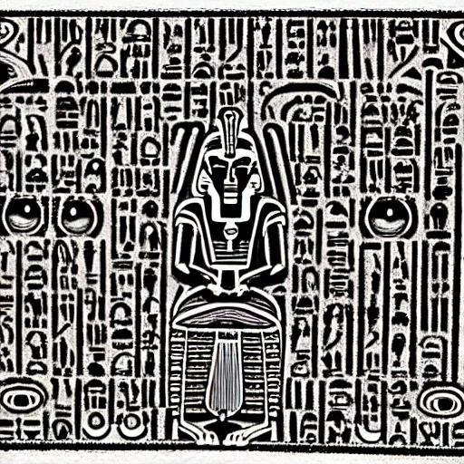 Prompt: dark evil egyptian heiroglyphic labyrinth covered in mysterious hidden eye symbols, very intricate, hyper detailed