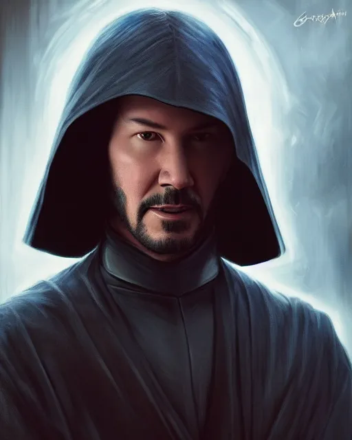 Image similar to 5 5 mm portrait photo of keanu reeves 2 as darth revan. magical atmosphere. art by artgerm and greg rutkowski. highly detailed 8 k. intricate. lifelike. soft light. nikon d 8 5 0.