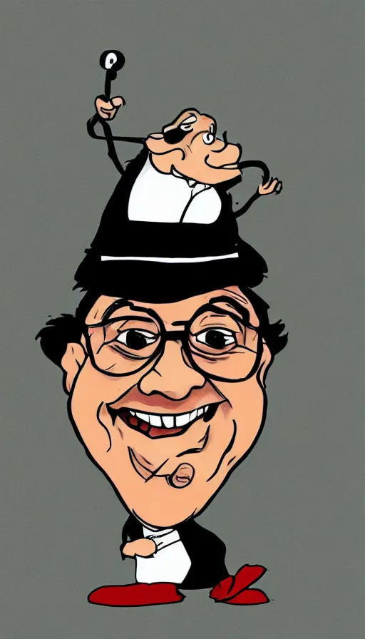 Image similar to Danny DeVito drawn in the style of Cuphead