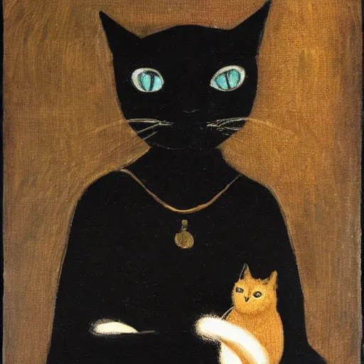 Image similar to a young witch holding a black cat by fontana, lavinia