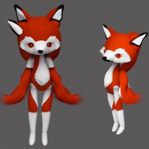 Prompt: cute fumo plush of a fox girl with a hundred tails, anime girl, creature, vray