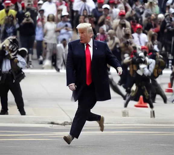 Image similar to close up photo donald trump running ap news photo