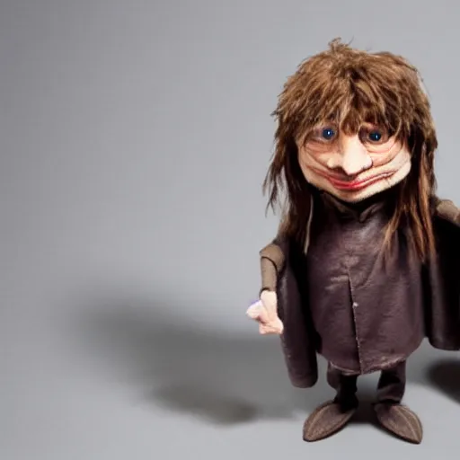 Image similar to mark e smith puppet from the dark crystal, made by jim henson