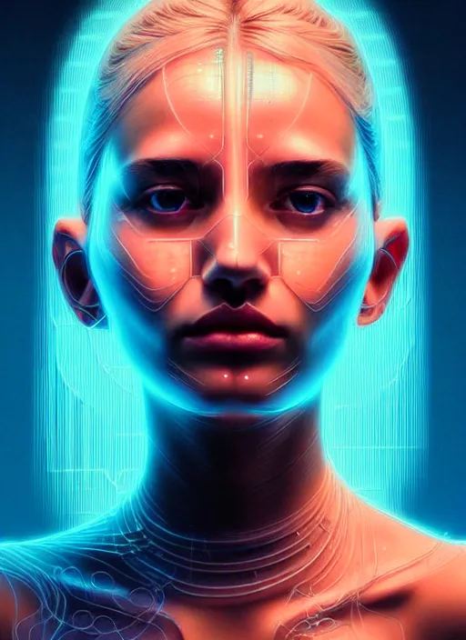 Image similar to a highly detailed long shot photo of very intricate female face portrait, futurism, rococo cyber neon lighting, detailed futuristic fibonacci jewelry, profile posing, hyper photorealistic, crispy quality, digital photography, trending in pinterest, cinematic, 4 k ultra hd, art by pascal blanche, art by greg rutkowski, art by artgerm,