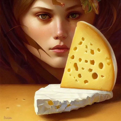 Prompt: a portrait of cat devouring cheese, highly detailed, digital painting, artstation, concept art, sharp focus, illustration, art by artgerm and greg rutkowski and alphonse mucha