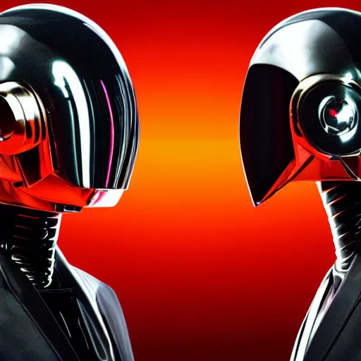 Image similar to daftpunk deluxe humanoid robots front head daftpunk curved screen displaying red glowing Error, background dark, 40nm lens, shallow depth of field, split lighting, 4k,