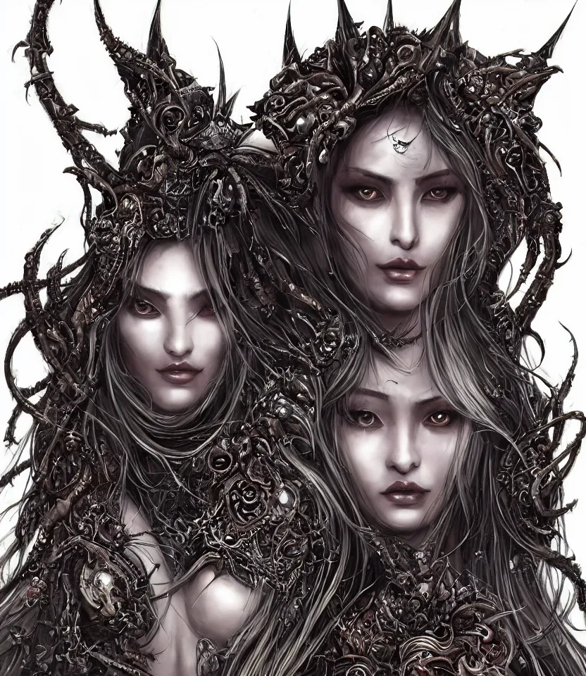 Image similar to close up portrait on the enchanting femenine queen of the zerg, hyper attractive, seductive, very complex, hyper-maximalist, overdetailed, legendary cinematic, darkfantasy, archetype with timeless beauty breathtaking eyes, her spider like legs spread evenly around her framing the image, collossal alien ship in the sky behind her, highly intricate, digital art, very elegant, HDR 8K, biblical art, realism, incomprehensible yet perspicious detail, unbeatable quality, silent hill aesthetic, photorealistic, lifelike, DSLR 8k, unbeatable coherency, Omnious intricate, octane render, created Nixeu & z--ed from deviantart