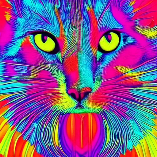 Prompt: psychedelic art of a cat