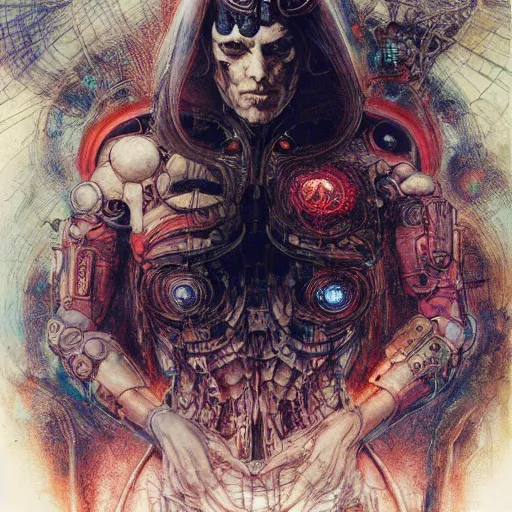 Prompt: Cyborg from Ghost in the shell, cyberpunk, Ayami Kojima, Amano, Karol Bak, Greg Hildebrandt, and Mark Brooks, Neo-Gothic, gothic, rich deep colors. Beksinski painting, part by Adrian Ghenie and Gerhard Richter. art by Takato Yamamoto. impressive perspective, aesthetic, masterpiece