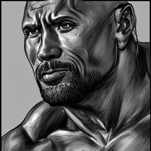 Wooden Black And White Realistic Pencil Sketch Of The Rock A3 Size